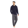 Men's Winter Hooded Check Fleece Pyjama Set Warm Cozy Nightwear with Stylish Check Bottoms by Sock Stack