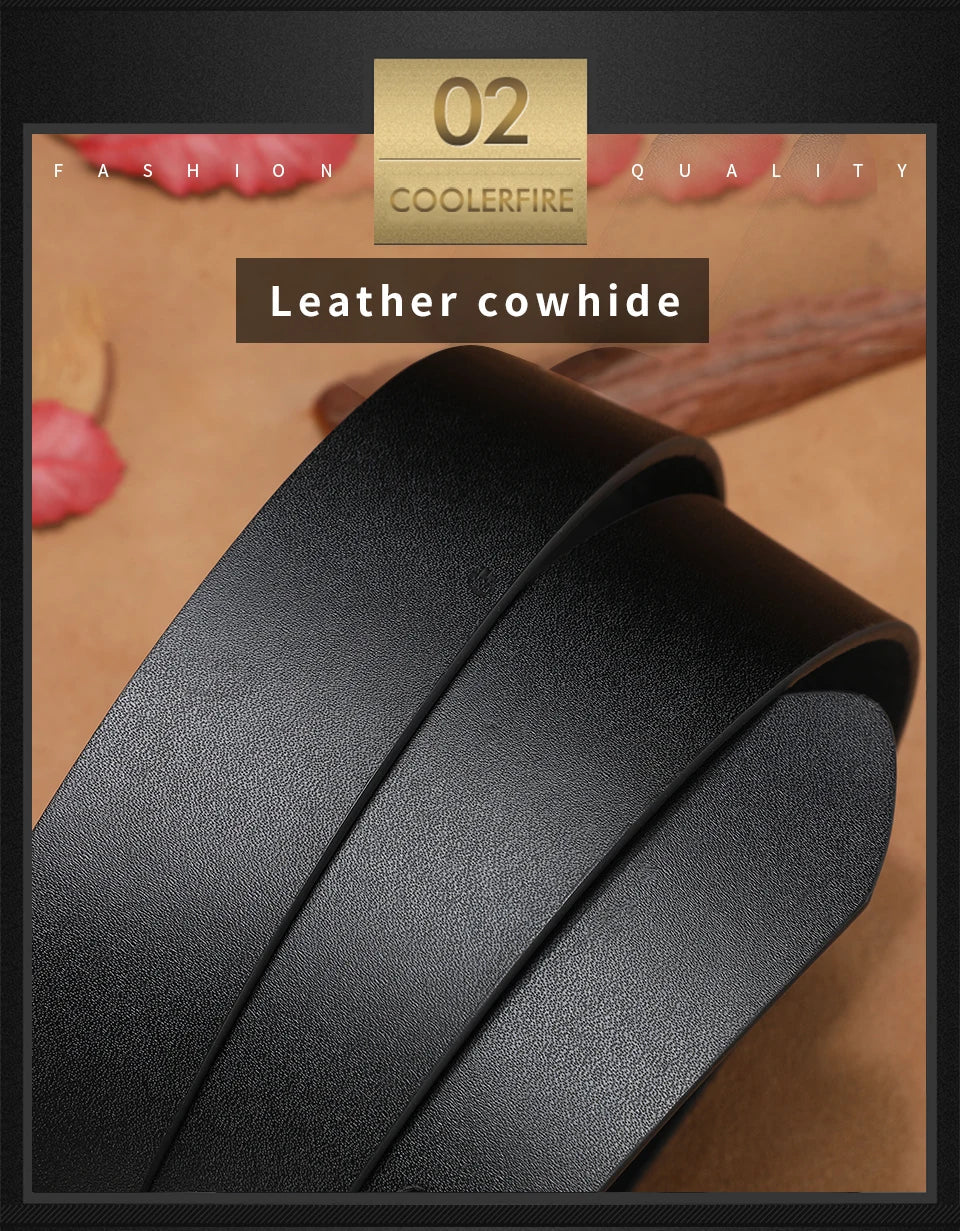 Men’s Genuine Leather Belt – Classic Designer Buckle Strap