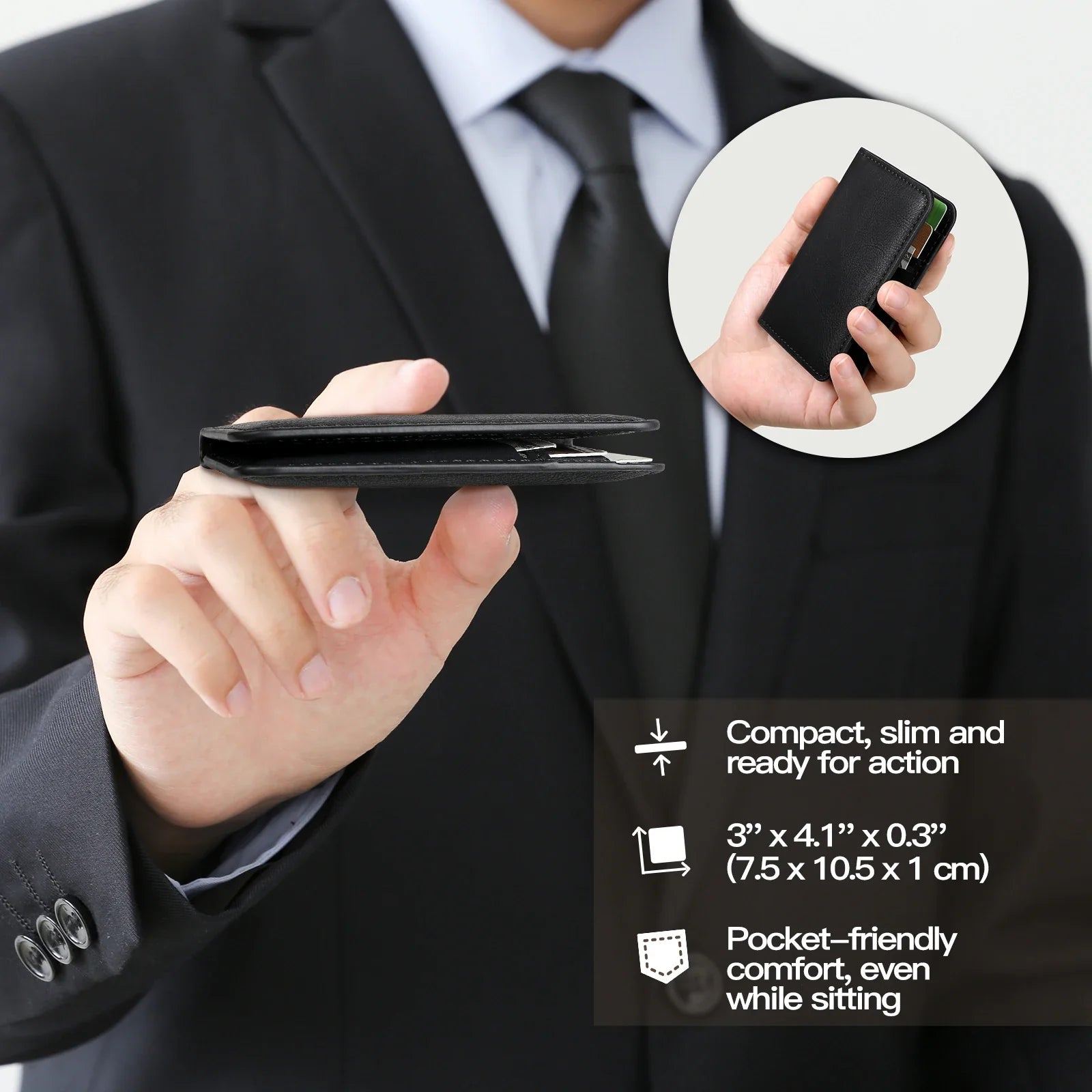 Men’s Slim RFID Wallet – Minimalist PU Leather Card Holder