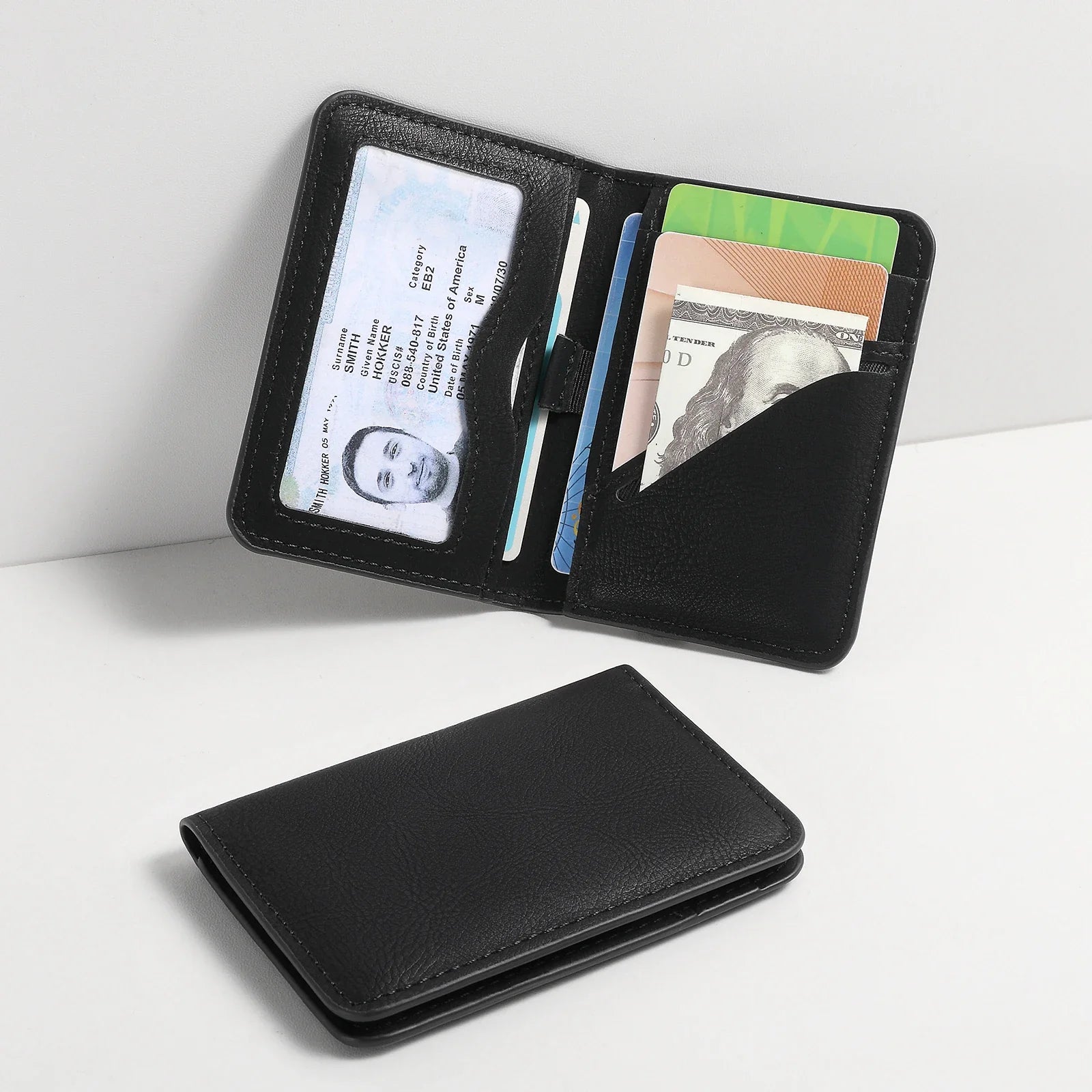 Men’s Slim RFID Wallet – Minimalist PU Leather Card Holder