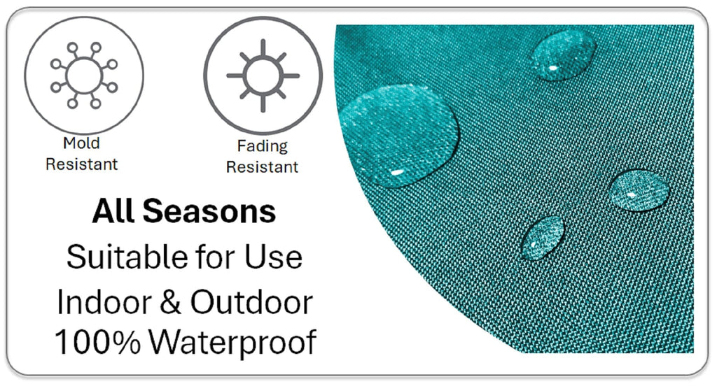 Meze Teal Waterproof Outdoor Cushions for Patio Garden Bench Sofa Living Room or Bedroom High-Quality Hollow-Fibre Filled Polyester by OLIVIA ROCCO