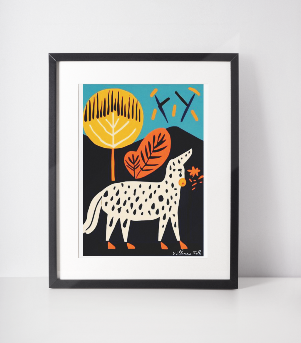 Stylish Folk Art Poster - Modern Animal Illustration - Scandinavian Wall Décor