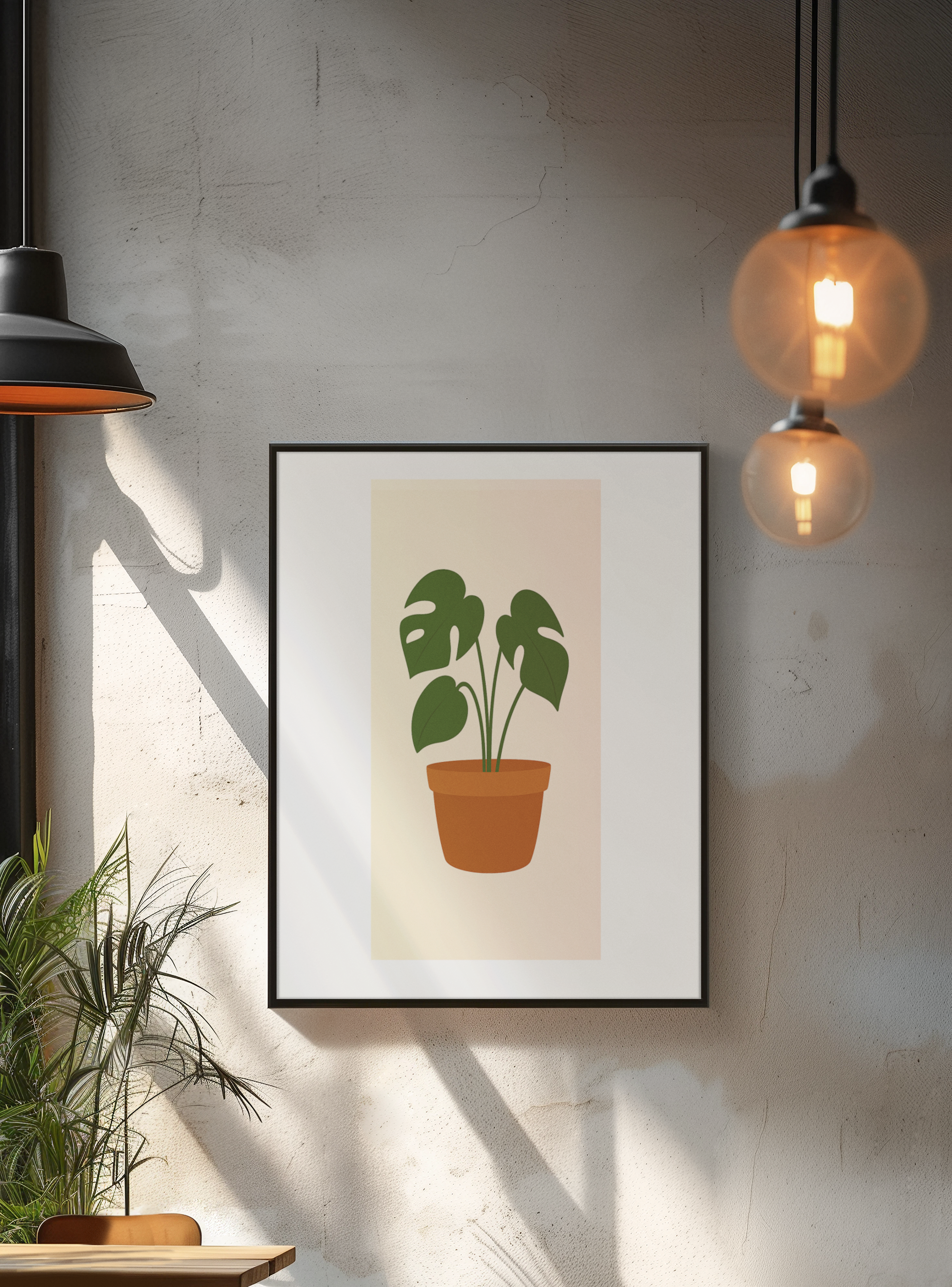 Minimalist Monstera Plant Print – Boho Botanical Wall Art