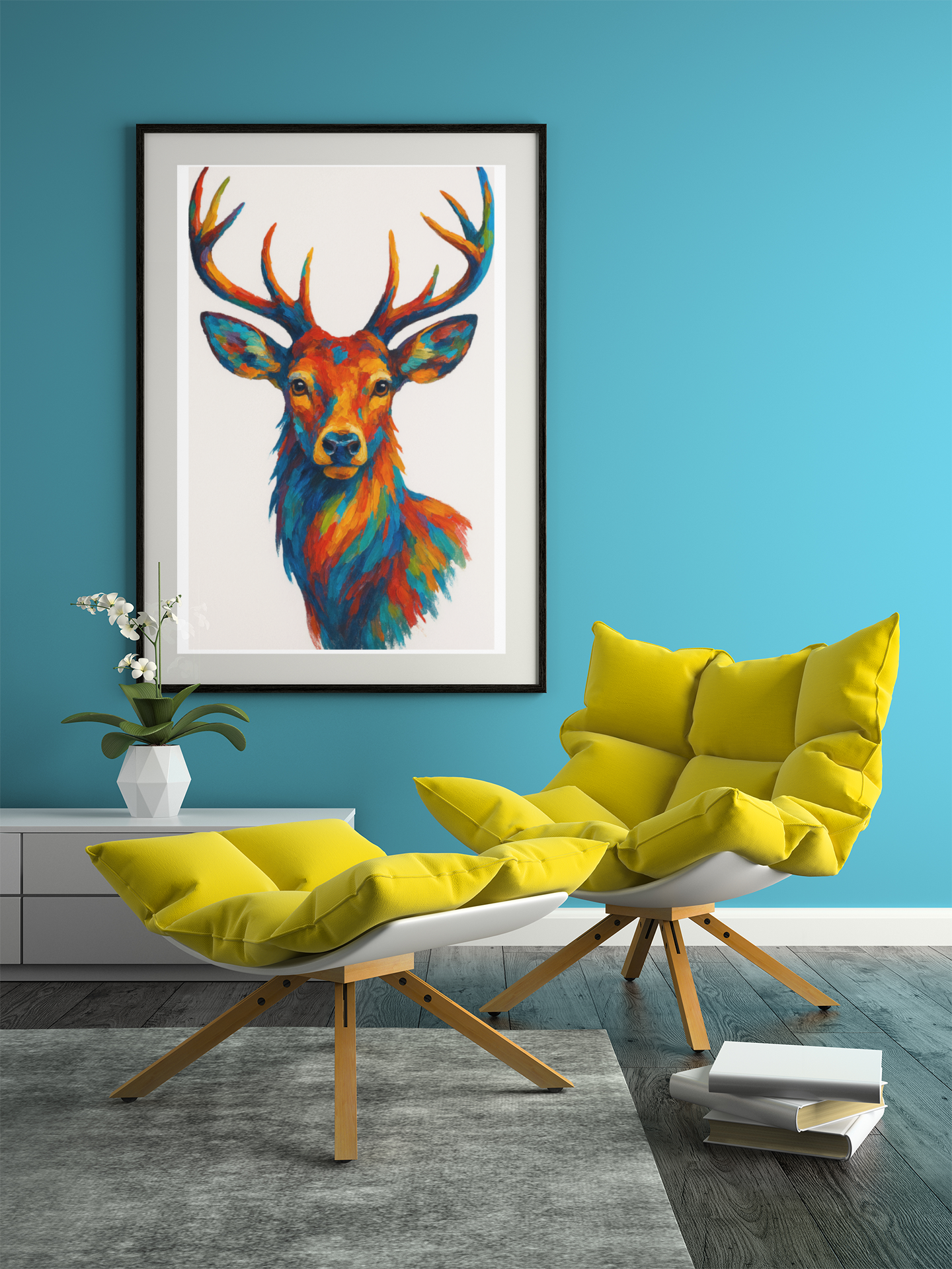 Majestic Stag Portrait Poster - Modern Deer Wall Art - Wildlife Decor