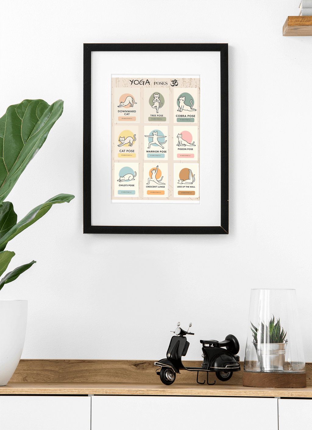 Cat Yoga Digital Print Bundle – 9 Poses + Full Poster (Instant Download)