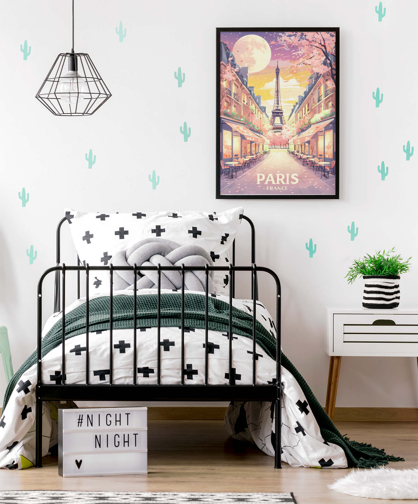 Paris Street Scene Wall Art - Eiffel Tower Sunset Print | Vibrant Parisian Cityscape Poster | Travel & Home Decor Gift