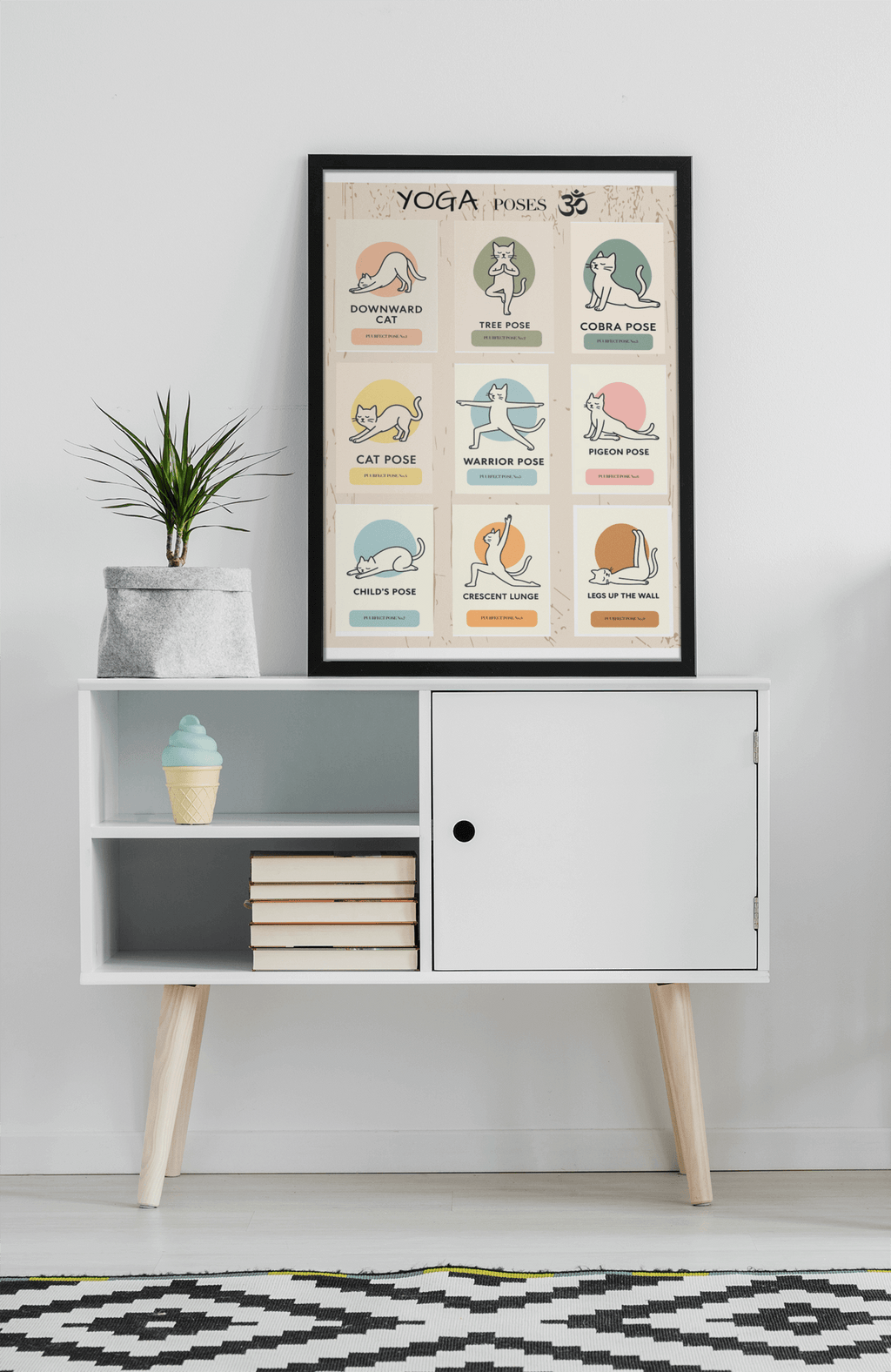 Funny Cat Yoga Wall Art – Cute Feline Yoga Poses Poster, Playful Wellness Decor