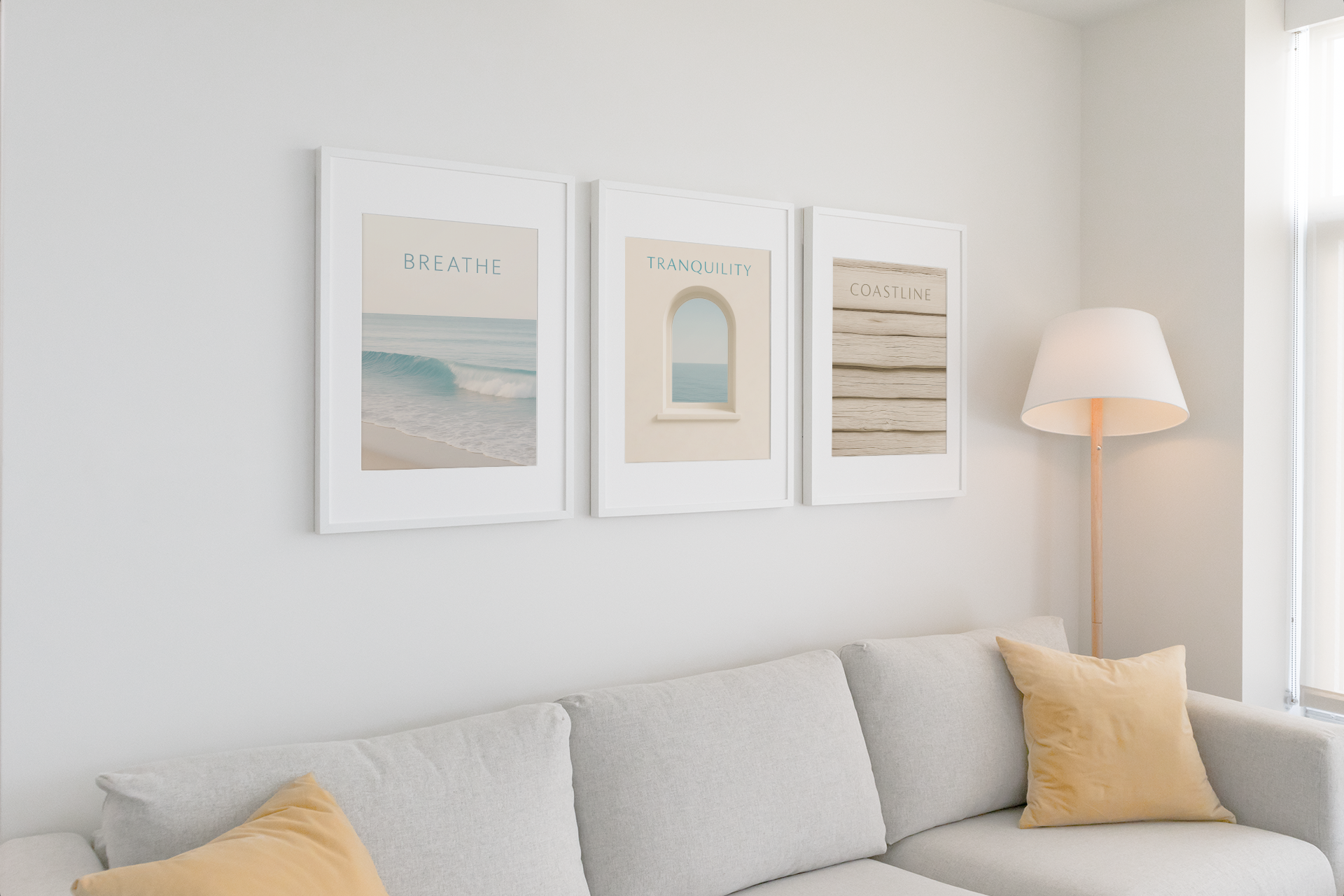 Breathe | Ocean Wave Minimalist Poster - Elegant Ocean Art Print for Home Decor