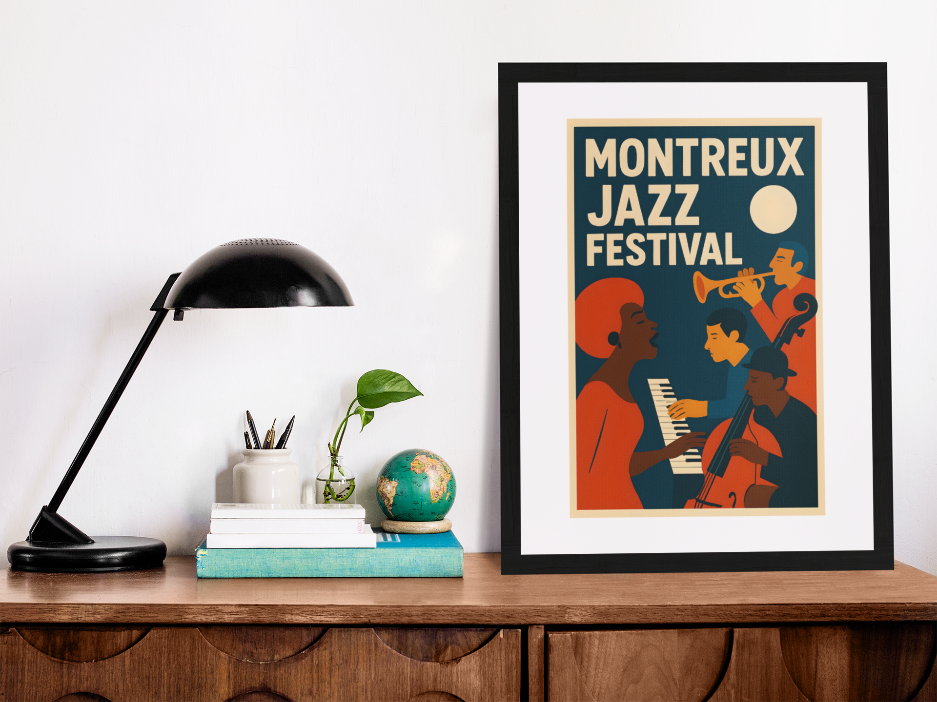 Montreux Jazz Festival Poster – Retro Music Wall Art – Vintage Jazz Print – Bold Mid Century Modern Home Decor for Musicians