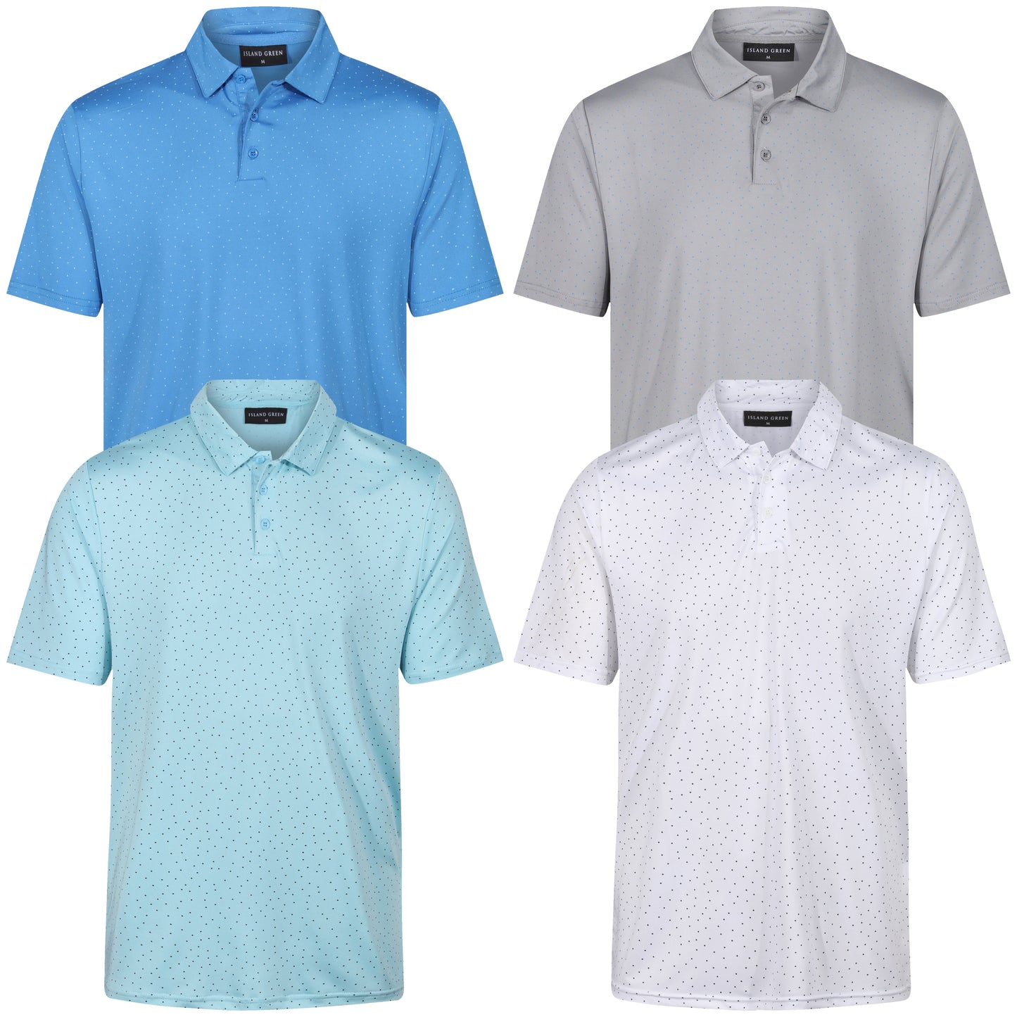 Island Green Dot Print Golf Sport Polo Shirt