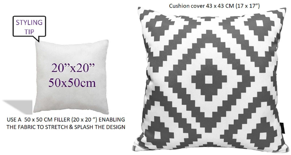 Nairobi Charcoal Waterproof Outdoor Cushions for Patio Garden Beach 17 x 17 inches Stylish Durable Easy to Clean by OLIVIA ROCCO