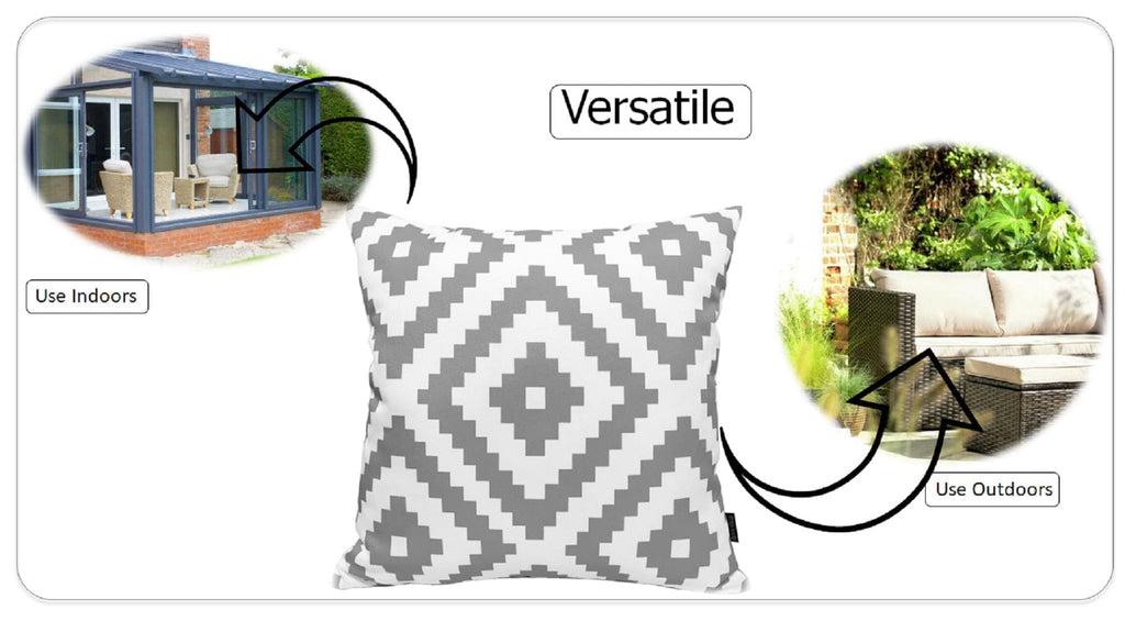 Nairobi Silver Waterproof Outdoor Cushions 17x17 Inches Weather Resistant Durable Polyester Garden Patio by OLIVIA ROCCO