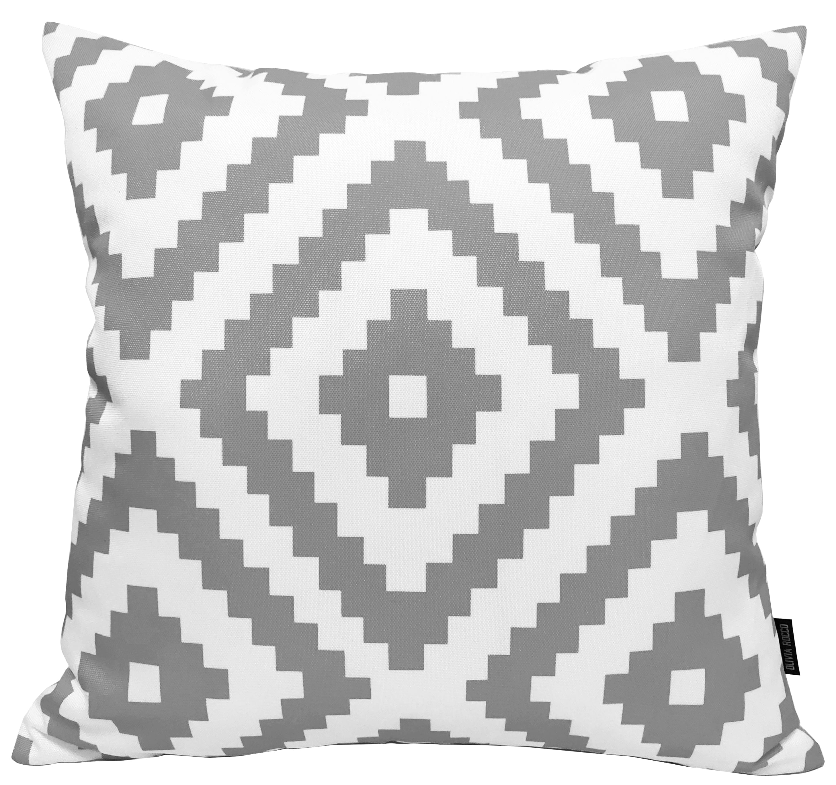 Nairobi Silver Waterproof Outdoor Cushions 17x17 Inches Weather Resistant Durable Polyester Garden Patio by OLIVIA ROCCO