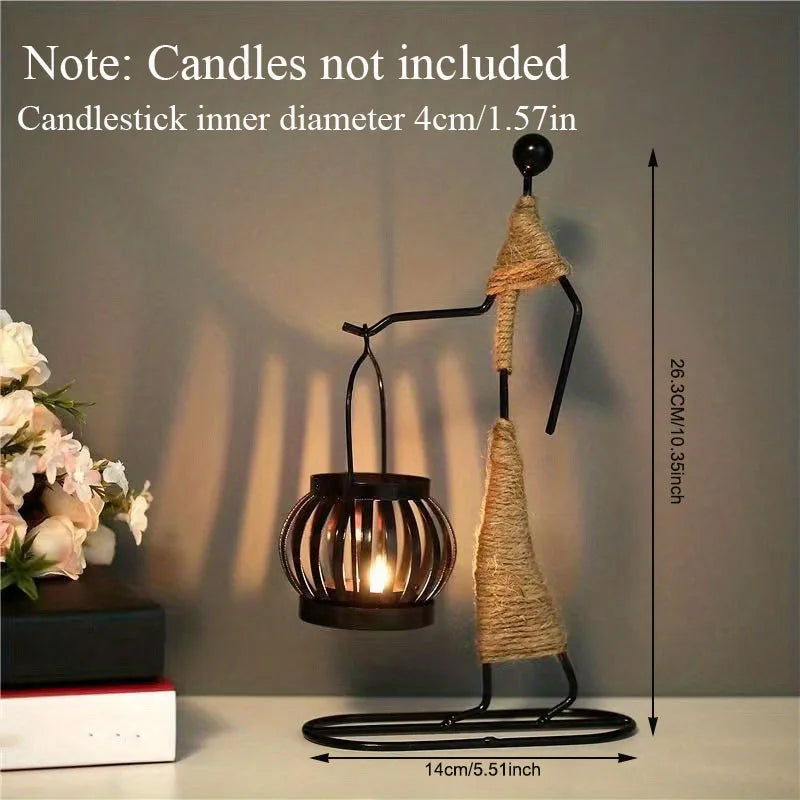 Nordic Handmade Metal Candle Holder – Abstract Character Design