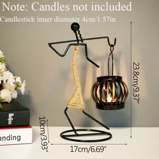 Nordic Handmade Metal Candle Holder – Abstract Character Design