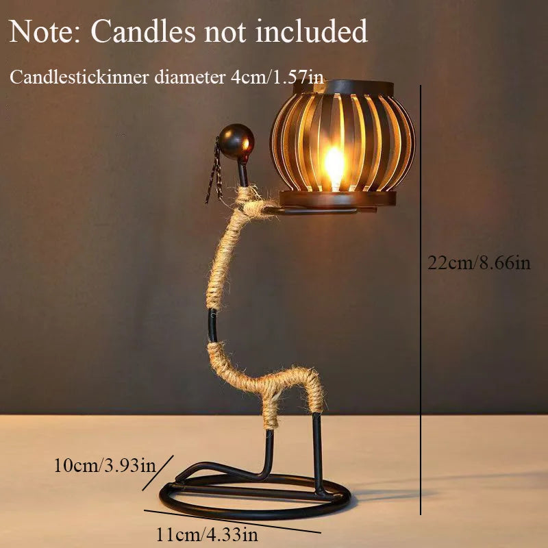 Nordic Handmade Metal Candle Holder – Abstract Character Design