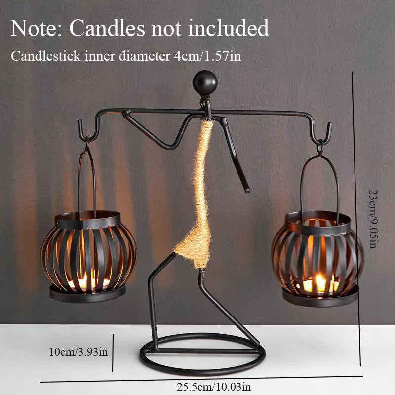 Nordic Handmade Metal Candle Holder – Abstract Character Design