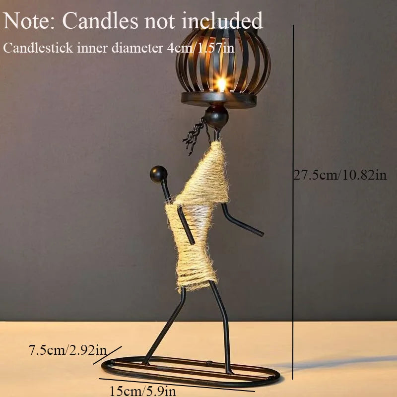 Nordic Handmade Metal Candle Holder – Abstract Character Design