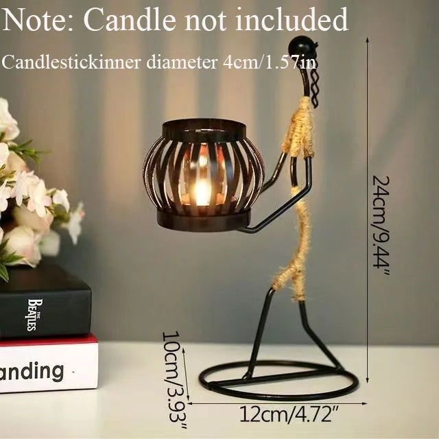 Nordic Handmade Metal Candle Holder – Abstract Character Design