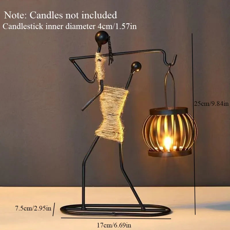 Nordic Handmade Metal Candle Holder – Abstract Character Design