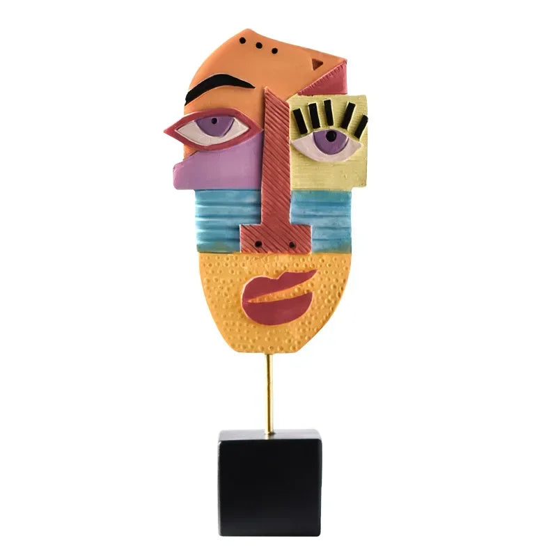 Nordic Style Abstract Face Art Sculptures – Modern Resin Figurines for Home Decor