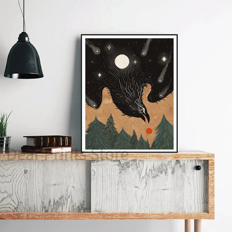 Northern Flicker Bird Art Prints – Gothic Raven Folk Art Crow Nature Posters