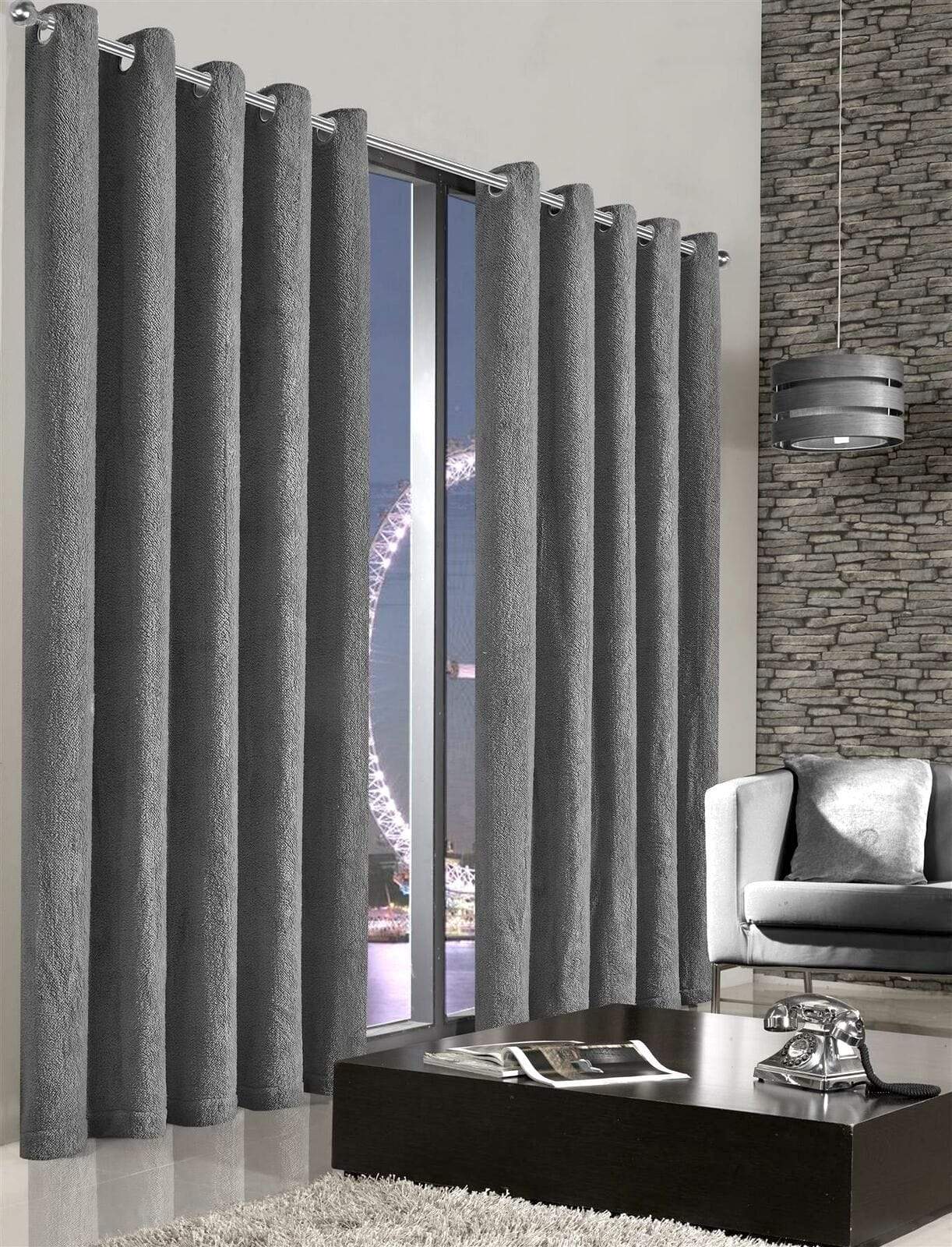Original Teddy Fleece Thermal Curtains Luxurious Soft Plush Polyester Energy Efficient Eyelet Top for Living Room & Bedroom with Matching Tiebacks Multiple Sizes and Colours by OLIVIA ROCCO