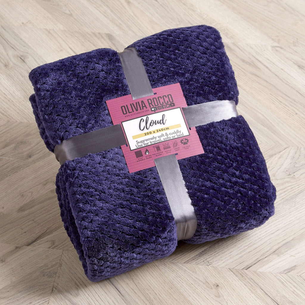 Oversized Chunky Soft Fleece Blanket Cloud Throw Faux Fur Polyester Blend Warm Stylish Home Decor Double King Beds Sofas by OLIVIA ROCCO