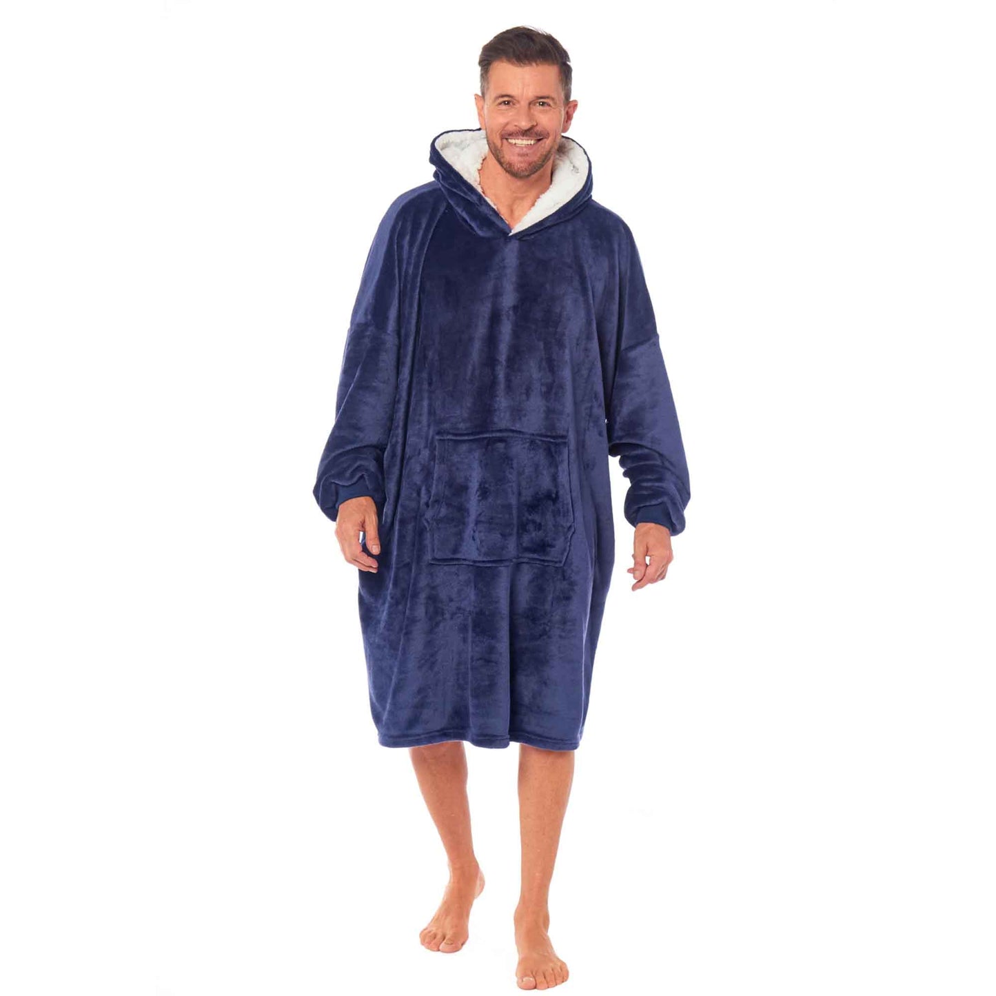 Oversized Men's Hooded Blanket Sweatshirt with Sherpa Lining Plush Wearable Hoodie for Lounging Camping One Size Fits All by Daisy Dreamer