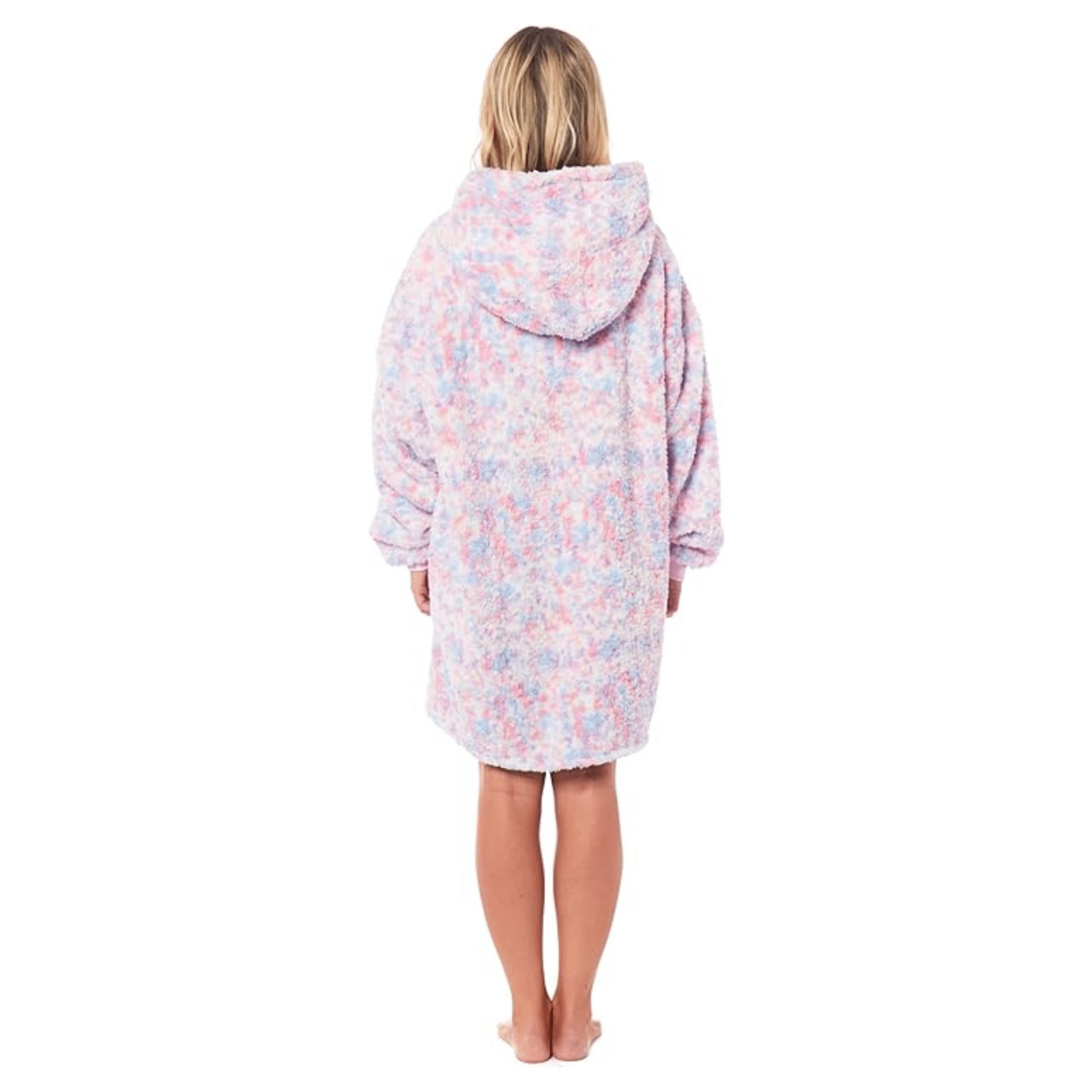 Oversized Rainbow Hooded Plush Fleece Blanket with Reversible Sherpa Ultra Soft Giant Hoodie with Front Pocket for Adults and Kids by Daisy Dreamer