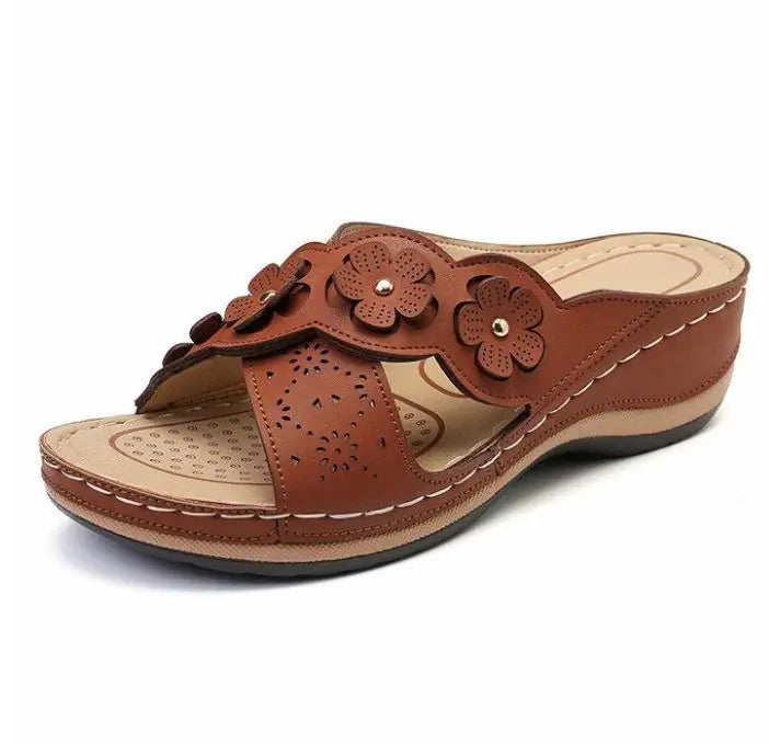 Vintage Floral Beach Sandals – Multicolor Casual Flats