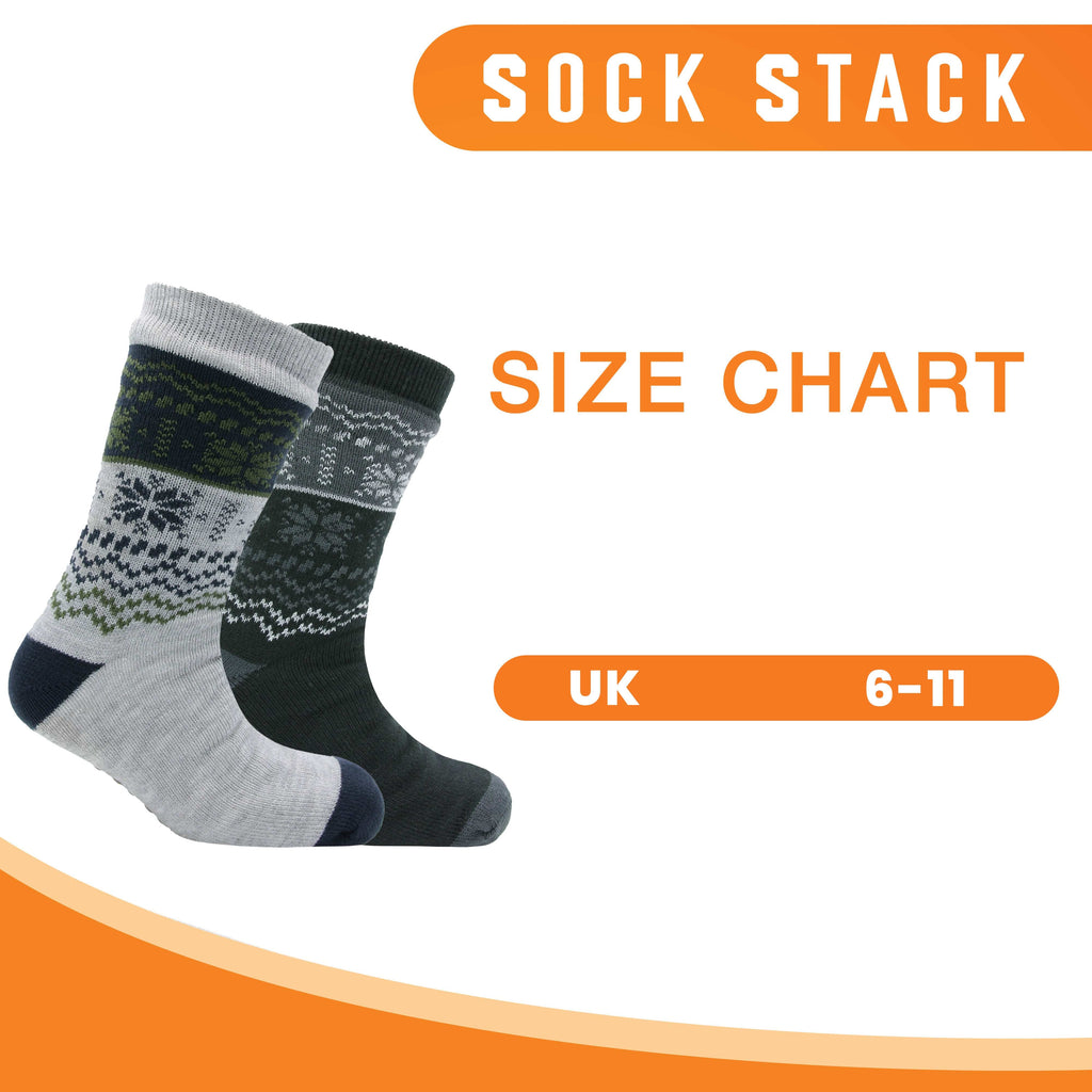 Pack of 2 Men's Chunky Knit Slipper Socks with Grips Thick Warm Non-Slip Indoor Bed Socks Gift by Sock Stack