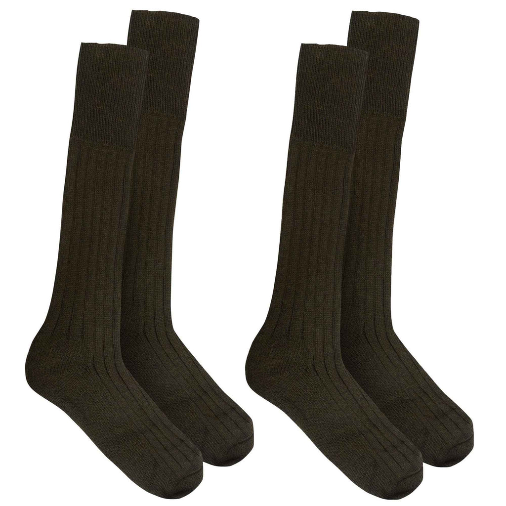Pack of 2 Mens Heavy Duty Thermal Winter Boot Socks Warm Cotton Blend with Ankle and Arch Support Ideal for Outdoor Activities Hiking Camping Cold Weather UK 6-11 Black and Green Sock Stack