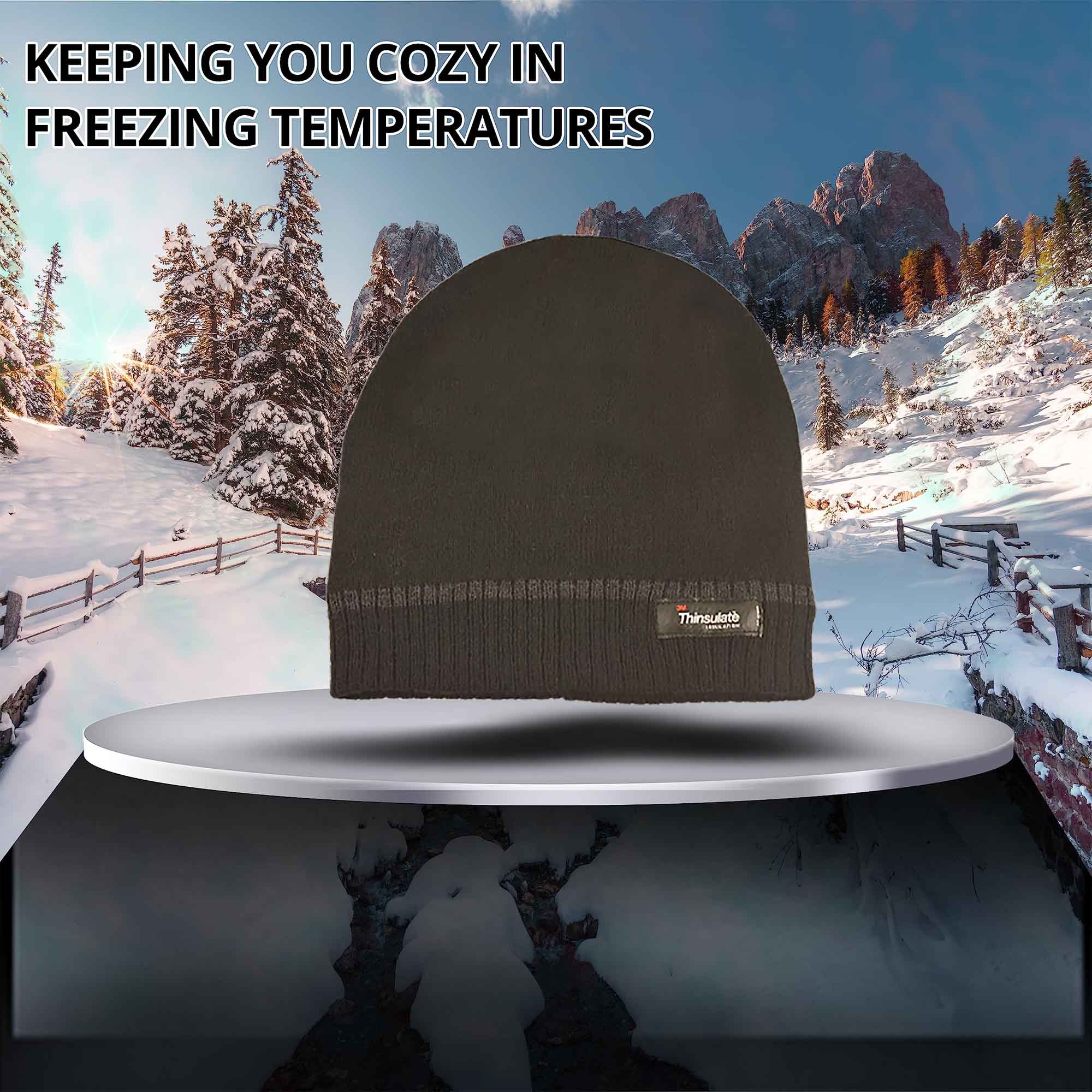 Pack of 2 Mens Stripe Fleece Beanie Hat with 3M Thinsulate Insulation Quick Drying Lightweight Winter Thermal Protection for Skiing Hiking Outdoor by Sock Stack