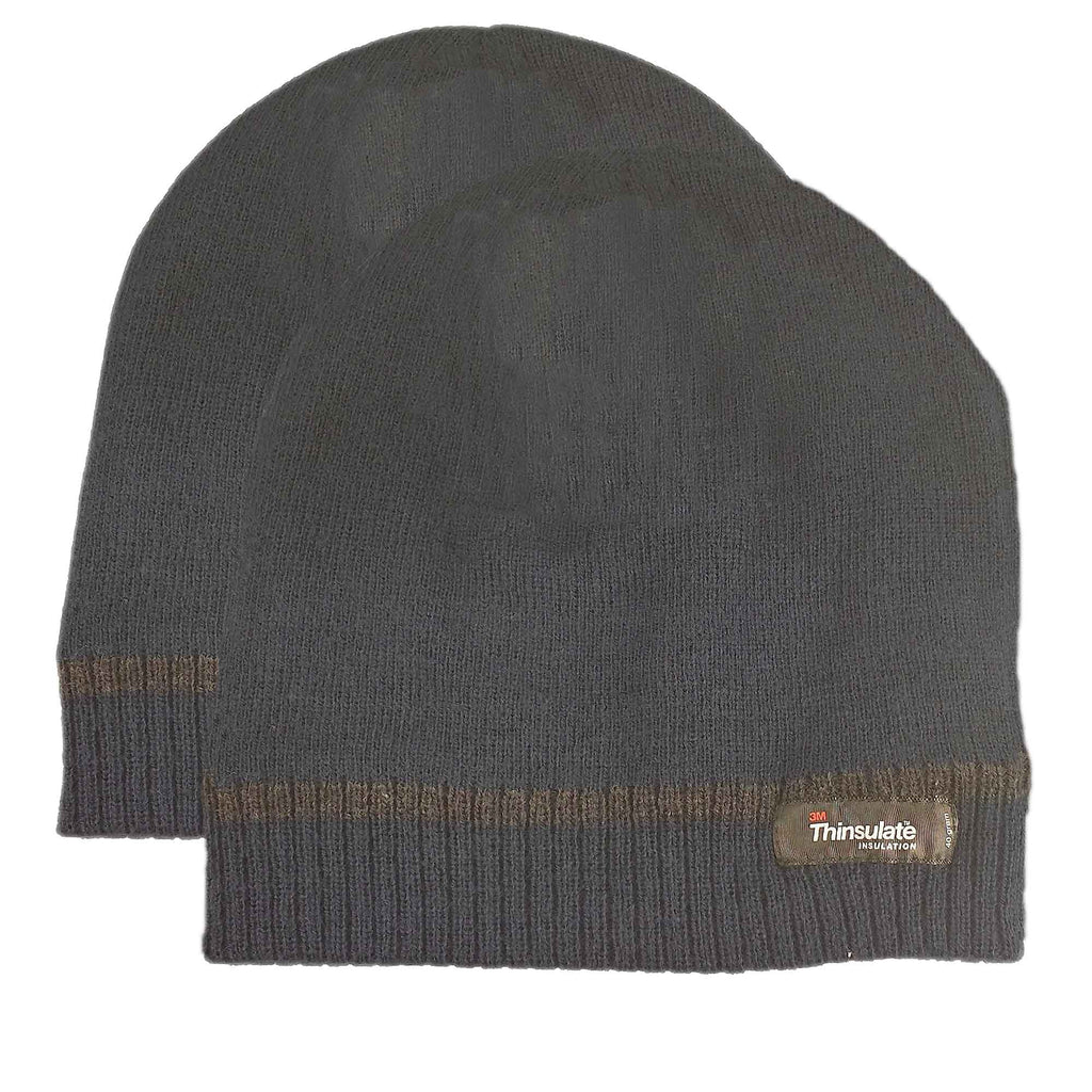Pack of 2 Mens Stripe Fleece Beanie Hat with 3M Thinsulate Insulation Quick Drying Lightweight Winter Thermal Protection for Skiing Hiking Outdoor by Sock Stack