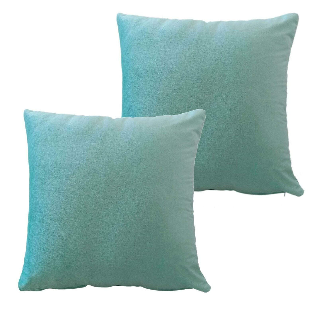 Pack of 2 Ultra-Soft Matte Velvet Cushion Covers 17x17 Inch Decorative Pillow Cases for Home Garden Decor Charcoal Silver Green Duck Egg by OLIVIA ROCCO