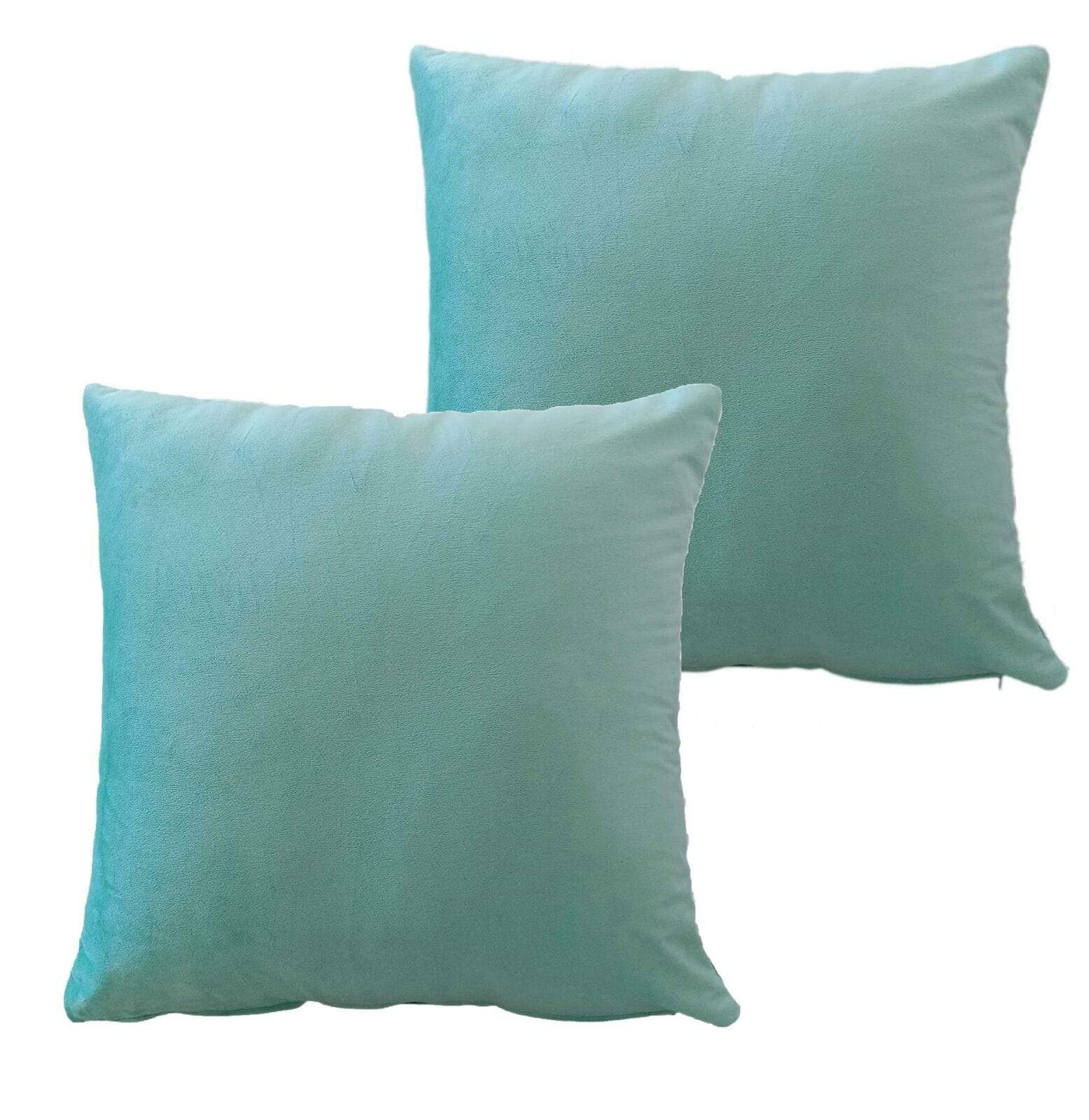 Pack of 2 Ultra-Soft Matte Velvet Cushion Covers 17x17 Inch Decorative Pillow Cases for Home Garden Decor Charcoal Silver Green Duck Egg by OLIVIA ROCCO