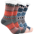 Pack of 2 Women's Fur Lined Chunky Slipper Socks Soft Warm & Cozy Winter Non-Slip Knitted Lounge Bed Socks by Socks Stack.