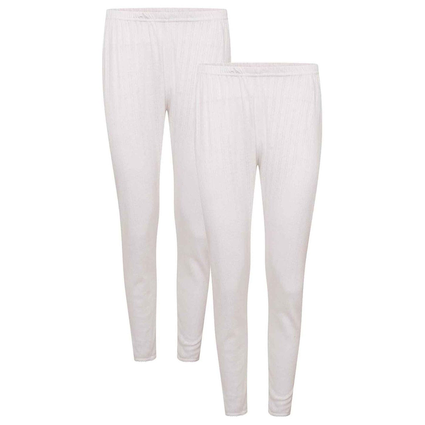 2 Pack Women's Thermal Pants Advanced Insulating Yarn Cotton Rich Ribbed Comfort Fit for Running Hiking Workwear in White Grey Black by Daisy Dreamer