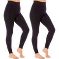 Pack of 2 Womens Ultra Thermal Brushed Black Leggings 140 Denier Warm Stretchy Comfortable Fit Stylish Winter Wear by Heatwave Thermalwear