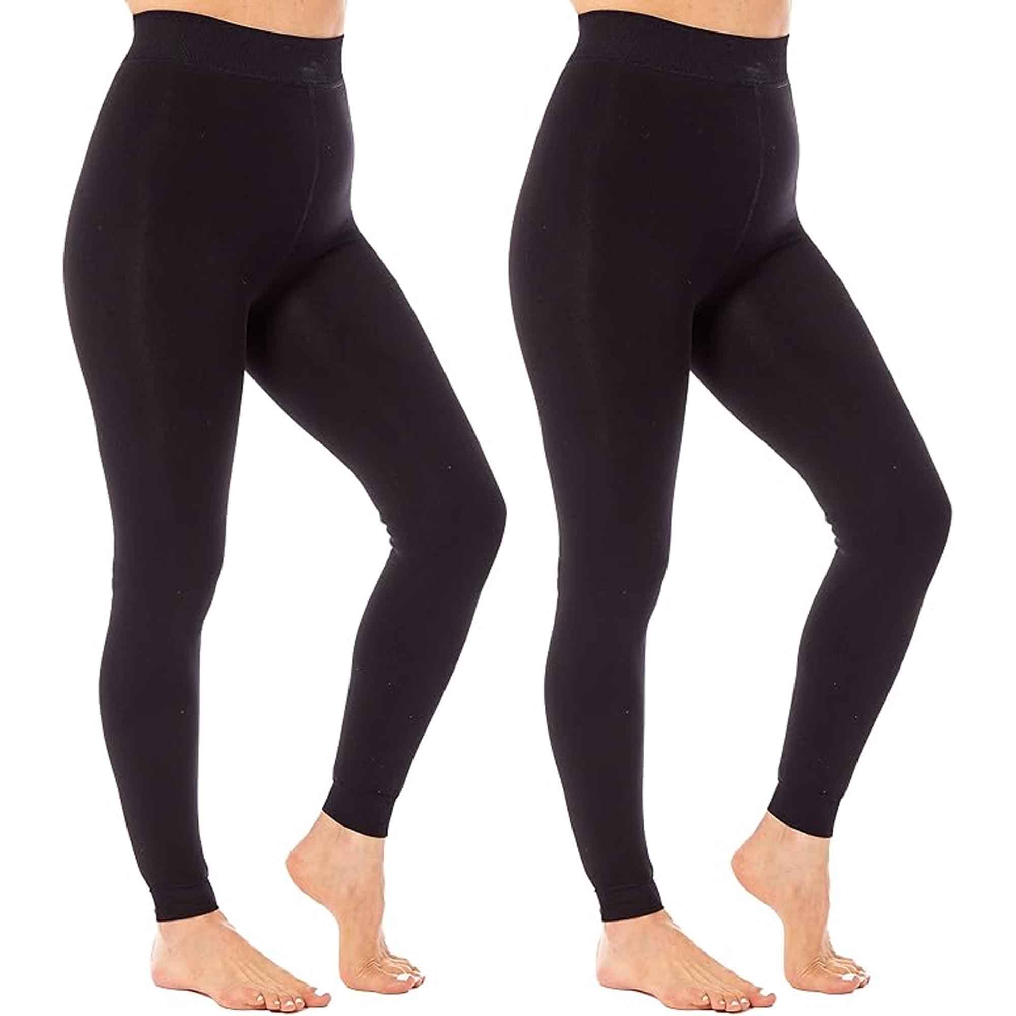 Pack of 2 Womens Ultra Thermal Brushed Black Leggings 140 Denier Warm Stretchy Comfortable Fit Stylish Winter Wear by Heatwave Thermalwear