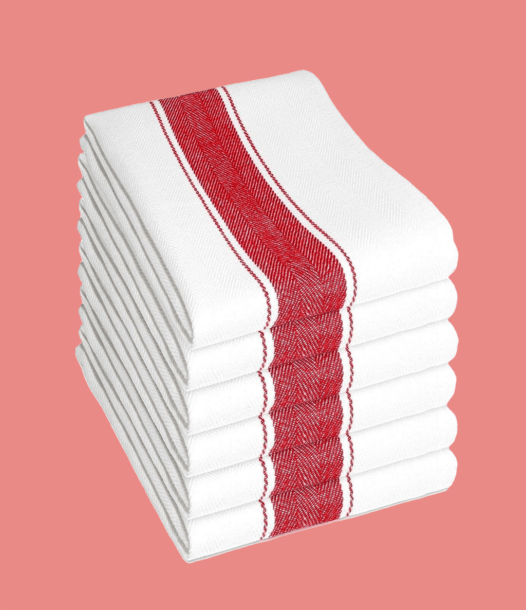 Pack of 6 Herringbone 100% Cotton High Absorbency Tea Towels Durable Luxurious Kitchen Dish Cloths 50 x 75 cm by OLIVIA ROCCO