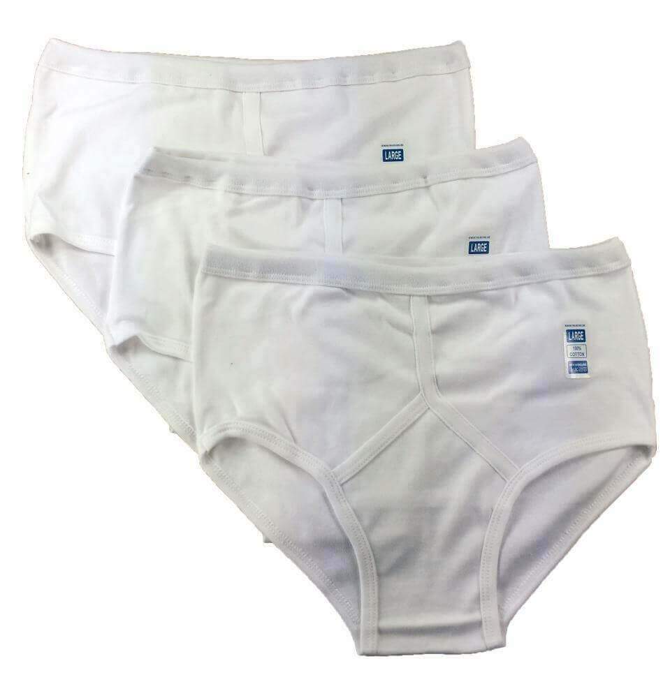 Pack of 6 Men's Cotton Y Front Briefs Comfortable Breathable Underwear with Soft Stretch Waistband Hypoallergenic Durable by Sock Stack