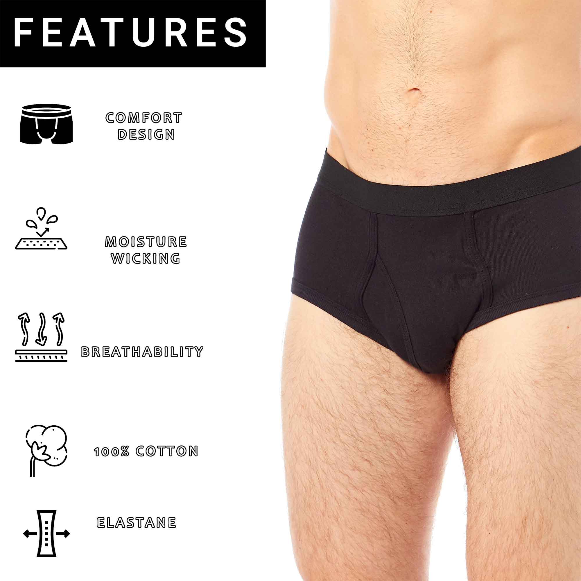 Pack of 6 Mens Cotton Briefs Soft Waistband Breathable Durable Underwear Comfortable All Day Wear MB05/06 by Sock Stack