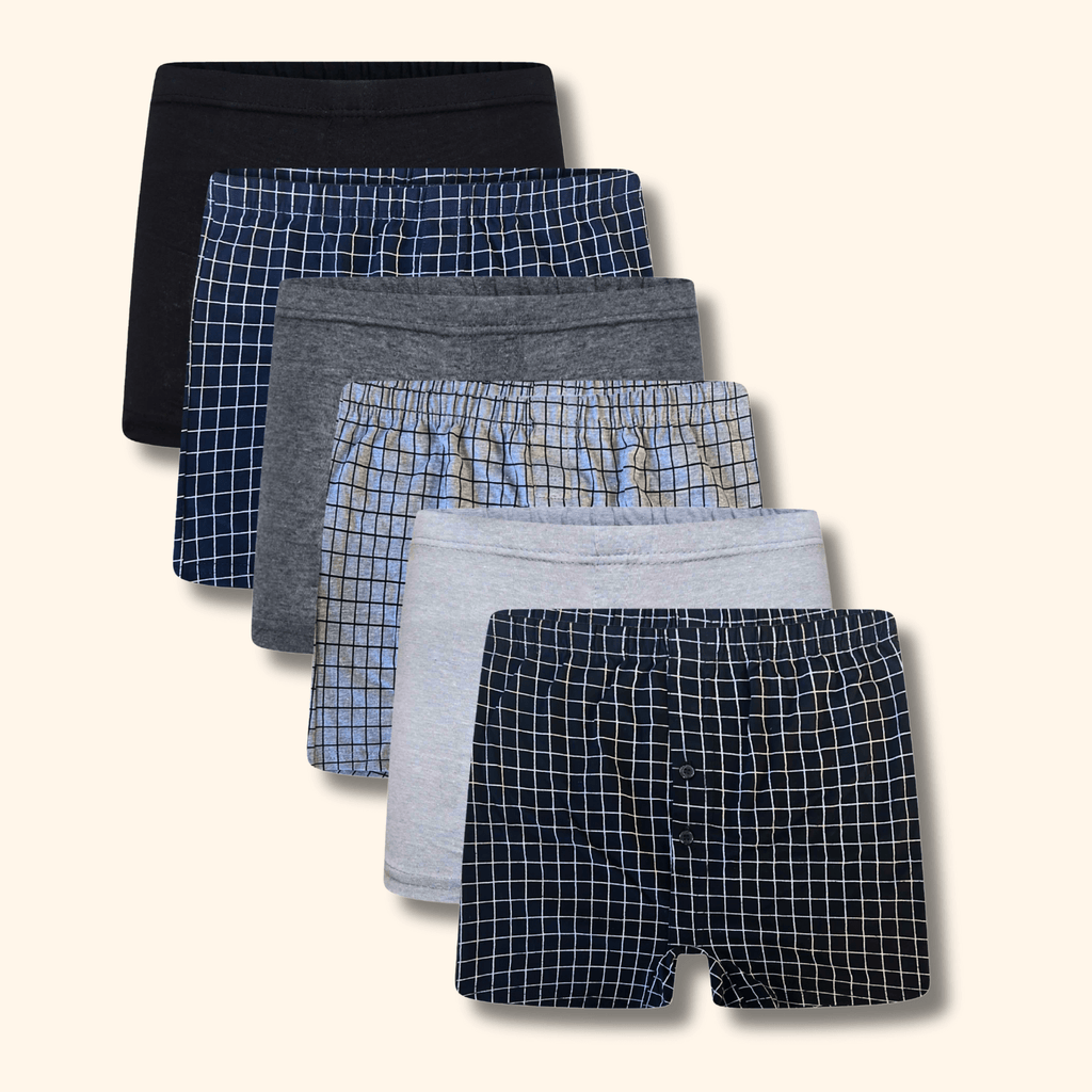 Pack Of 6 Mens Jersey Boxer Shorts Cotton Rich Classic Fit Breathable Button Fly Design Men Boxers Underwear by Sock Stack