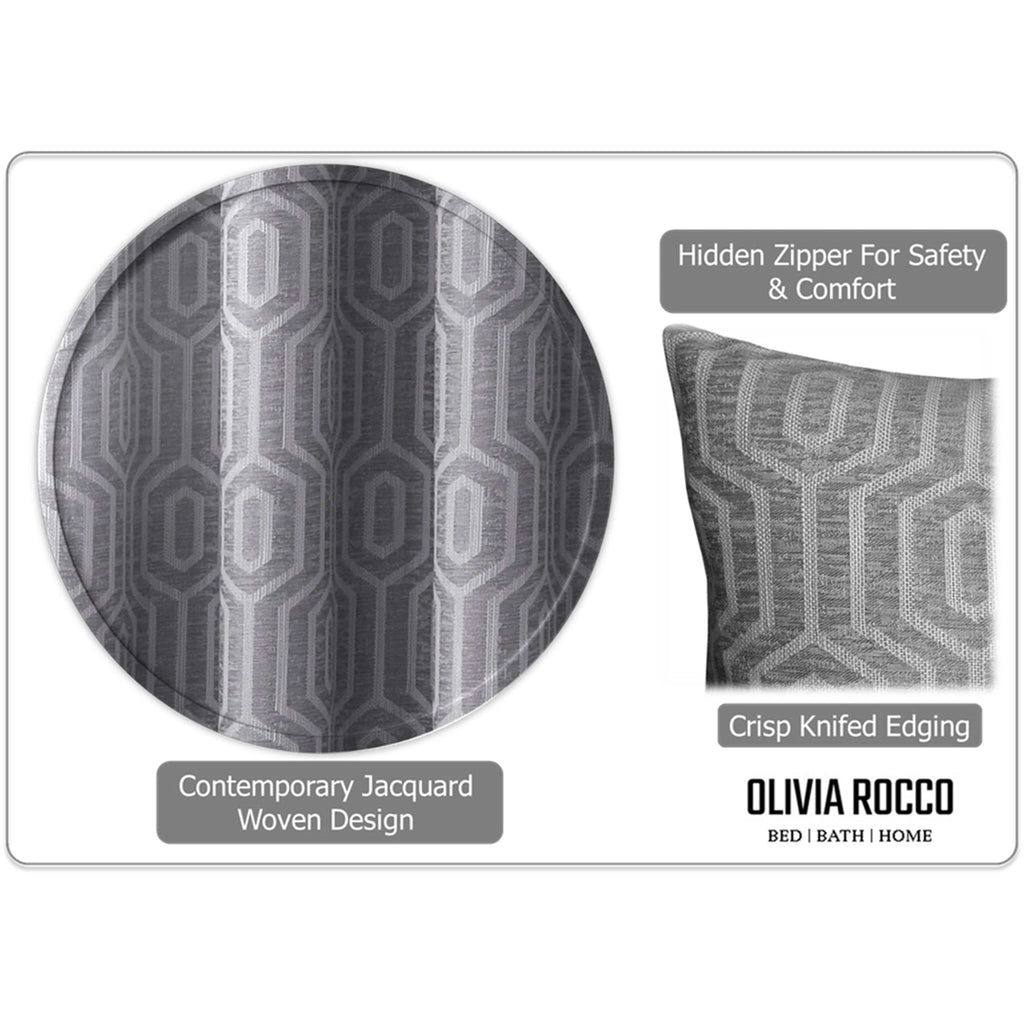 Paris Cushion Covers 2 Pack Modern Grey Decorative Square Scatter Cushions with Invisible Zipper for Sofa & Bed by OLIVIA ROCCO