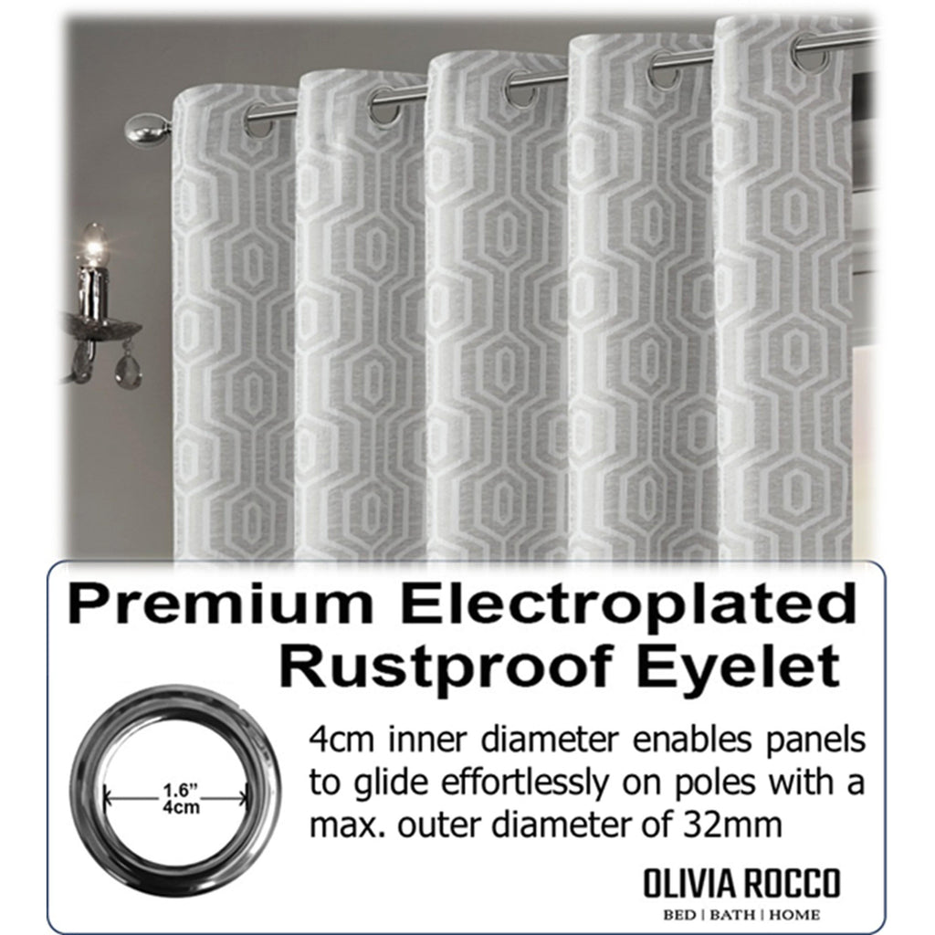 Paris Eyelet Jacquard Curtains Natural Geometric Pattern Thermal Insulated Light Blocking for Bedroom Lounge by OLIVIA ROCCO