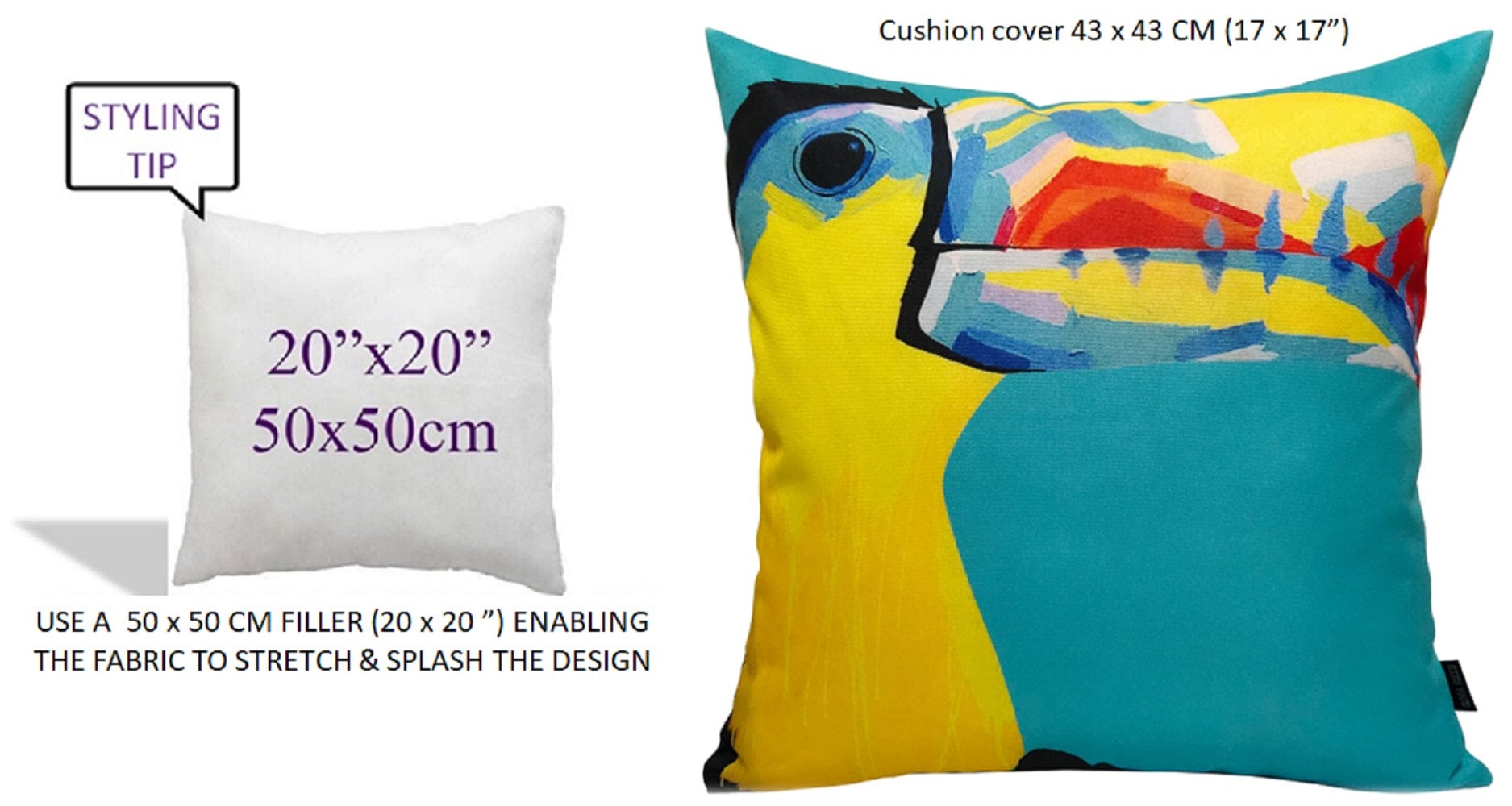 Pelican Outdoor Waterproof Weather-Resistant Cushions for Patio Garden Beach and Indoor Use 43x43 cm Filled with Hollowfibre by OLIVIA ROCCO