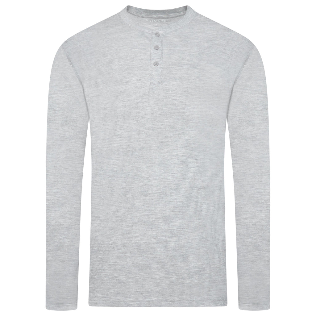 Henley Waffle Knit Long Sleeve Top