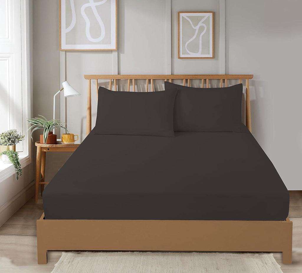 Plain Dye Luxurious Super Soft Fitted Sheets Easy Care Bed Linen Sets Multiple Colours Single Double King 3/4 Sizes by OLIVIA ROCCO